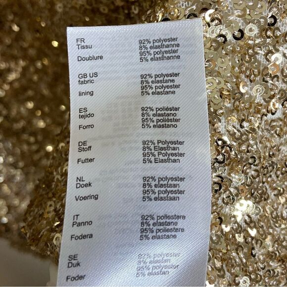 Maje Regie Mini Gold Dress Sequin Long Sleeve Size M - Picture 8 of 11